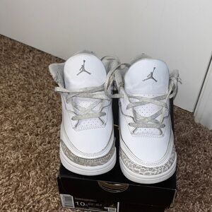 Jordan 3 Retro Kids White and Gray Sneakers